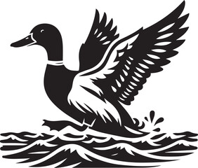 Mallard duck silhouette vector