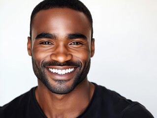 Fototapeta premium studio portrait of a handsome man with a charming smile, set against a simple white backdrop, emphasizing his features and exuding confidence in a polished fashion