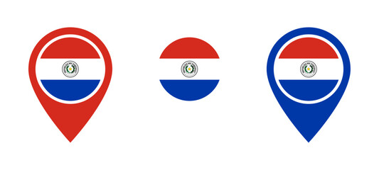 Paraguay flag location icon set