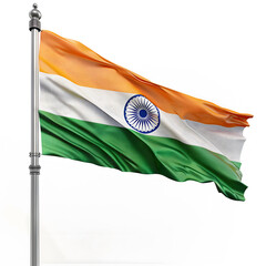 The Indian flag on a white background.
