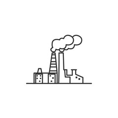 CO2 environmental pollution. Plant, factory, pipe, pollution ecology icon. Two smoking factory pipes.