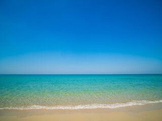 Obraz premium Horizon beautiful landscape summer season panorama front view holiday tropical sea beach white sand clean blue sky background calm nature ocean soft wave water travel at samae san island sun day time