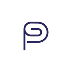 letter p aper clip simple linear logo vector