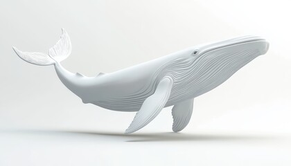 Obraz premium Detailed illustration of a majestic whale swimming against a white background
