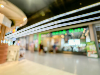 Blurred image of people walking and shoping at atmosphere of shopping in a leading shopping center decorated in a modern way.
