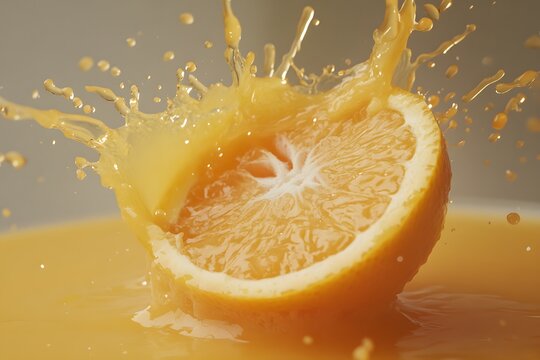 Orange drop into orange juice.
