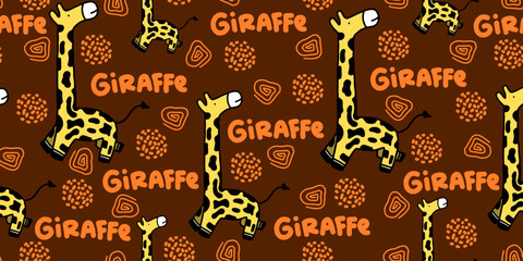 Seamless pattern with cute giraffe for textile, t-shirt design, pillow prints, wrapping paper.