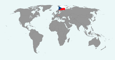 Pin map with Czech Republic flag on world map. Vector illustration.