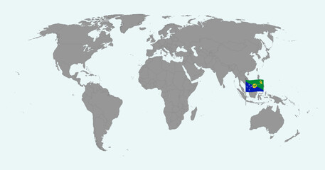 Pin map with Christmas Island flag on world map. Vector illustration.