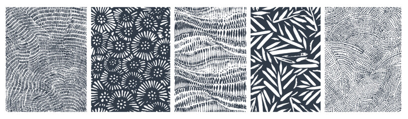 Abstract Organic Pattern. Leaves, Flowers Lines with Brush Strokes. Modern Printable Background Ornament. Abstract Organic Shape. Grounge Texture Walpaper. Leaf, Flowers Textile Background.