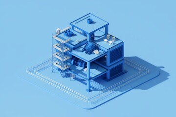 Structure of a modern building with multiple floors, engineering and architecture concept