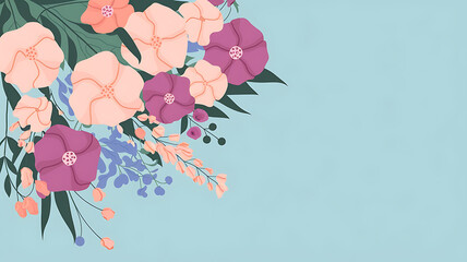 Pastel floral bouquet border design.
