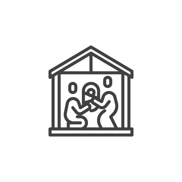 recommend clip art: Christmas Nativity Scene line icon