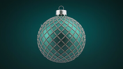 Fototapeta premium Teal and silver Christmas ornament with a festive and elegant design for holiday celebrations. 