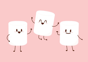 Naklejka premium Marshmallow cartoon. marshmallow character design. Marshmallow vector.