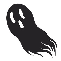 Cute Black Ghost Halloween Doodle illustration
