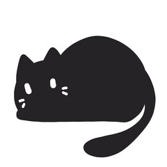 Cute Black Cat Halloween Doodle illustration