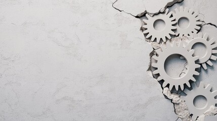 Abstract Stone Wall with Gears Concept Background