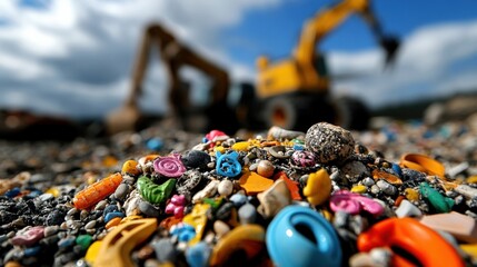 Obraz premium A pile of colorful plastic toys and rocks