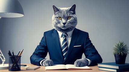 businessman and cat