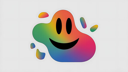 Abstract rainbow smiley face graphic design, positive emotions, and digital art. 
