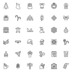 Fototapeta premium Christmas and New Year items line icons set