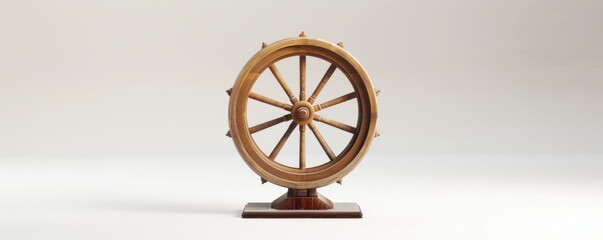 Obraz premium Spinning wheel on white background, 4K hyperrealistic photo