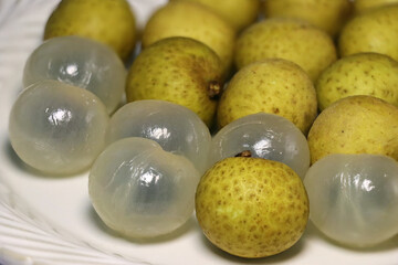 Closeup of longan. Asian tropical fruits. 