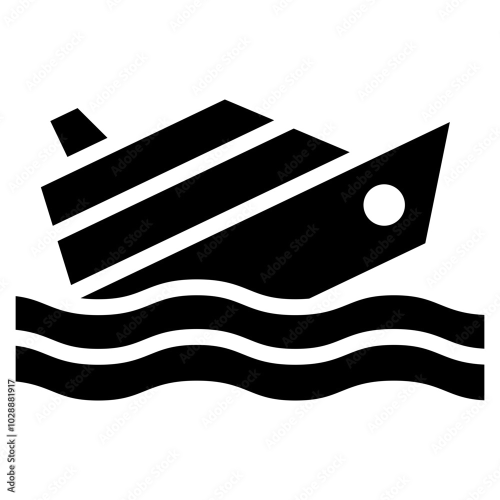 Poster Sinking Ship icon vector image. Can be used for Burnout.