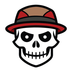 Skull with hat vector illustration on white background