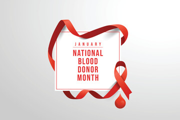 National Blood Donor Month design template good for celebration usage. blood donor design template. blood symbol. red ribbon. flat design. eps 10.