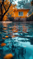 Autumn Reflections in a Pool: A Serene Landscape