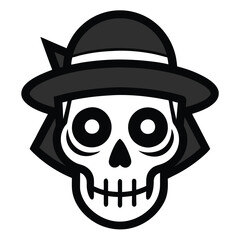 Skull with hat vector illustration on white background