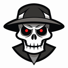 Skull with hat vector illustration on white background