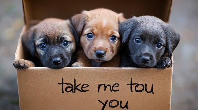 Pet volunteering, pappies in the box looking for home