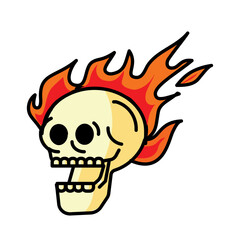 skull with fire flame