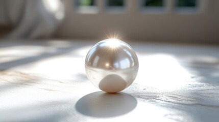 Single Pearl Close-up on White Background