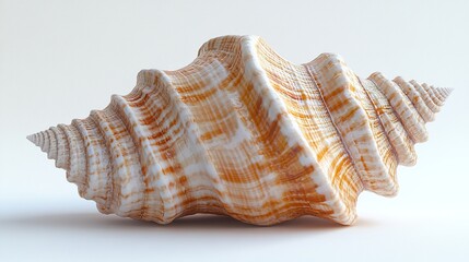 Obraz premium Realistic Seashell with Detailed Textures on a White Background - Perfect for Summer and Coastal Designs