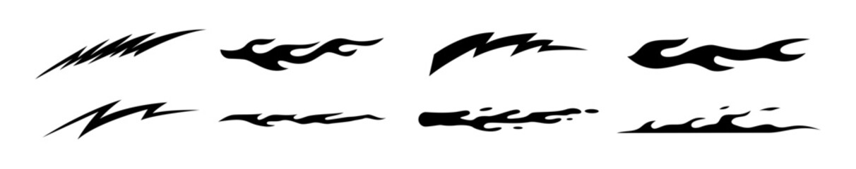 set of black fire, thunder and blood border