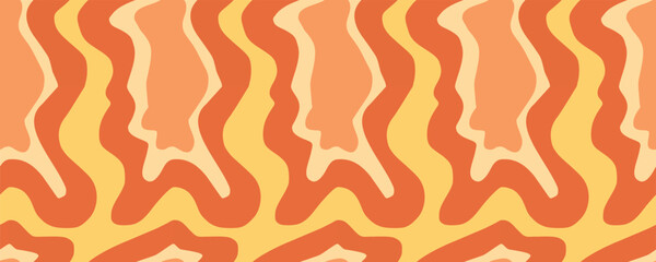 Seamless pattern with abstract silhouette organic Wavy shapes. Vector flat background in minimalist boho style. Wavy liquid distorted shapes Template for Wrapping Paper, Textile and Fabric Print