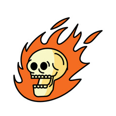 skull with flames