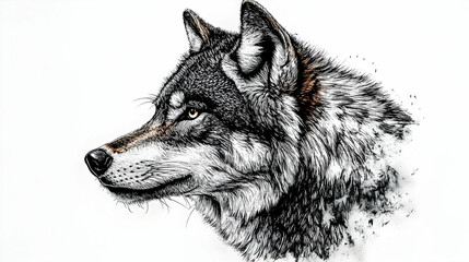 Artistic illustration of a wolf in profile view.