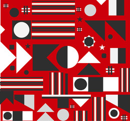 pattern with red and white arrows