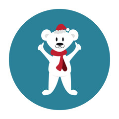 Polar bear. The polar bear is showing class. The white bear in a Christmas hat