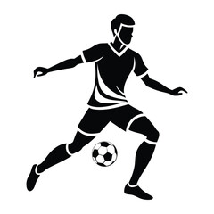 Powerful Soccer Player Kick Silhouette Vector, Motion and Energy, Ideal for Sports Apparel and Branding