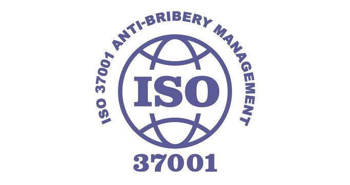 ISO 37001 certified medal, Anti-bribery management systems, transparent background footage