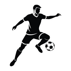 Powerful Soccer Player Kick Silhouette Vector, Motion and Energy, Ideal for Sports Apparel and Branding