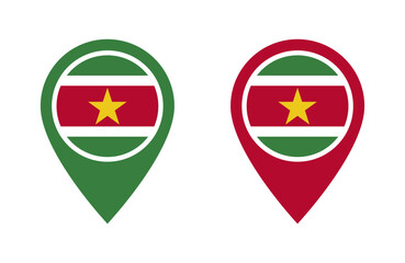 Suriname flag location icon set