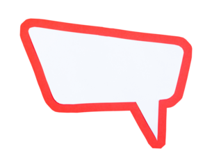 Red speech bubbles with transparent background. Comic elements from paper scraps