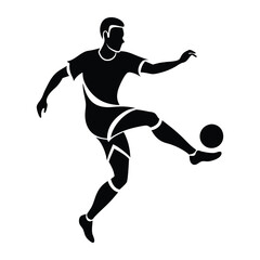 Powerful Soccer Player Kick Silhouette Vector, Motion and Energy, Ideal for Sports Apparel and Branding